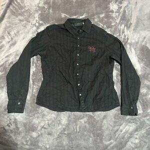 Harley-Davidson Black Button Up Shirt w/ Wing Graphic Back Women’s Large